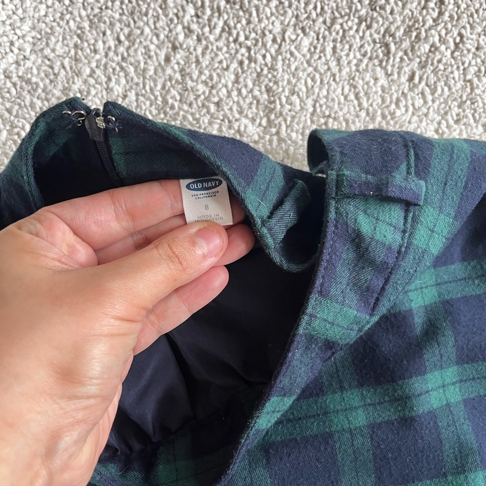 Old Navy Black and Green Plaid chunky retro preppy Mini Skirt 8 - Picture 2 of 7